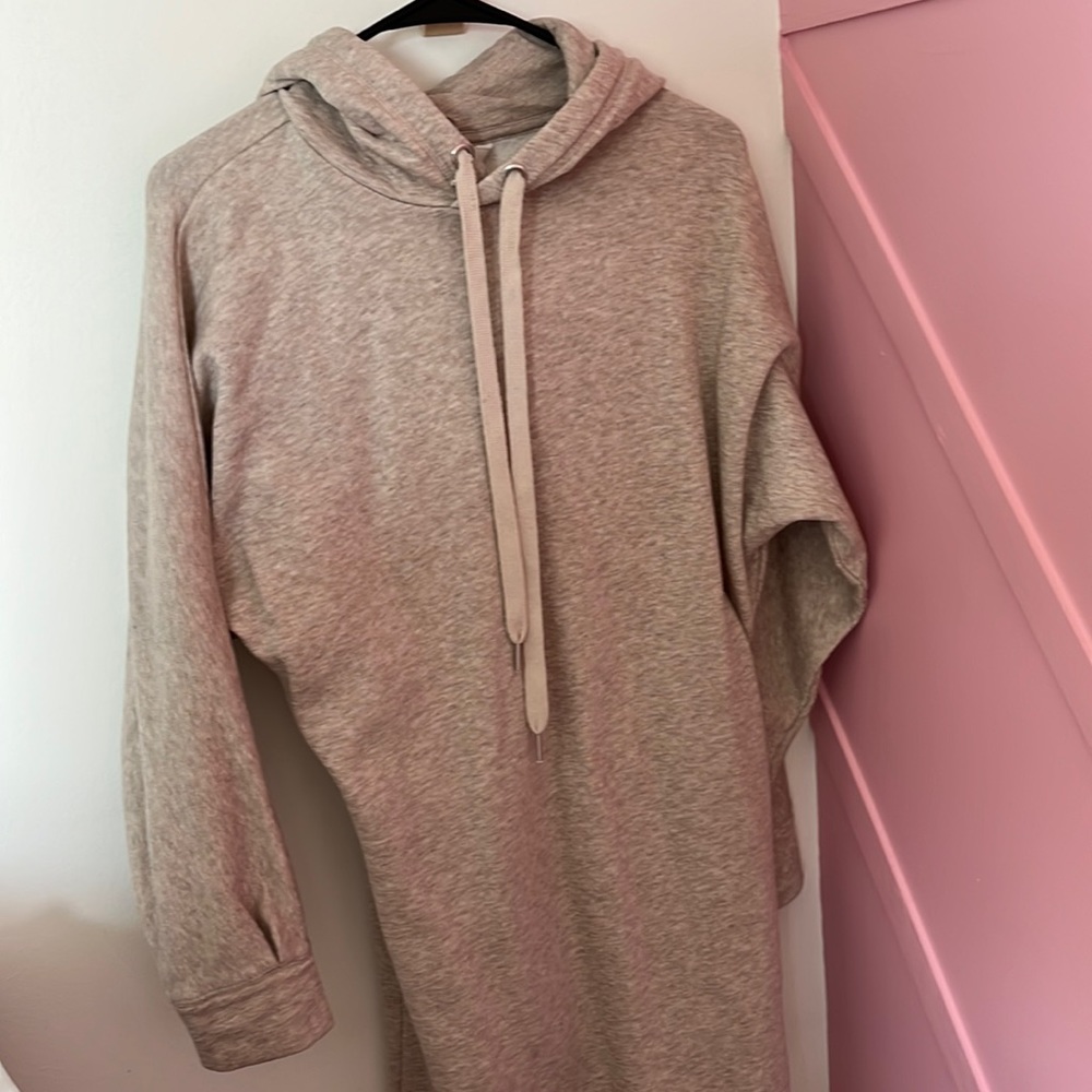 Neutral colored hoodie dress